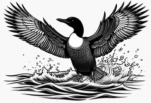 A loon with its wings spread looking badass and tough tattoo idea