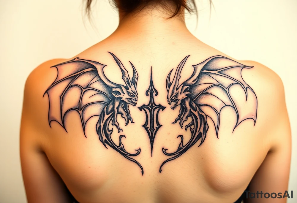 A battle between good and evil tattoo idea
