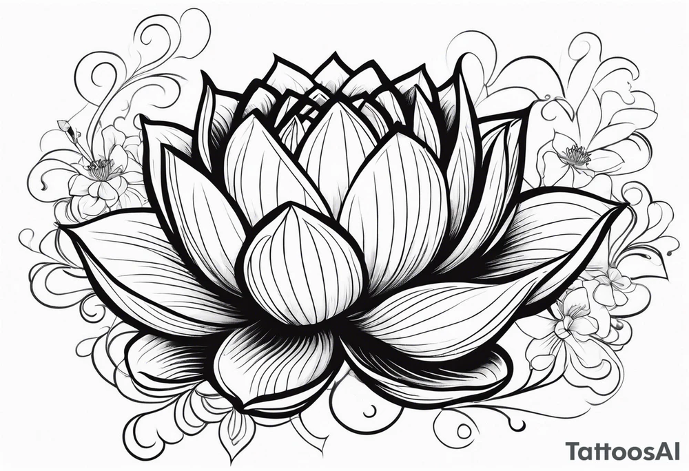 Lotus flower with stem tattoo idea