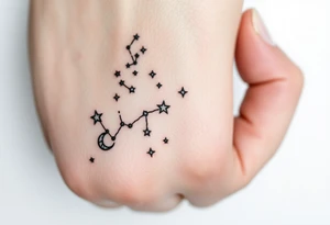 Night sky with constellation, stars  & moon tattoo idea