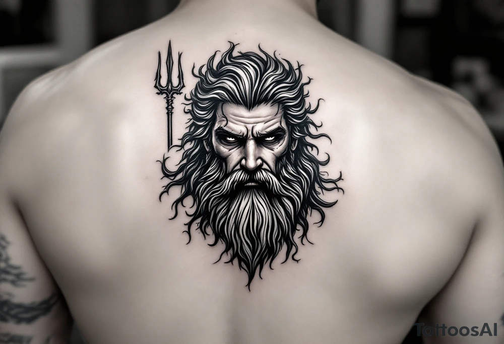 Poseidon with trident tattoo idea