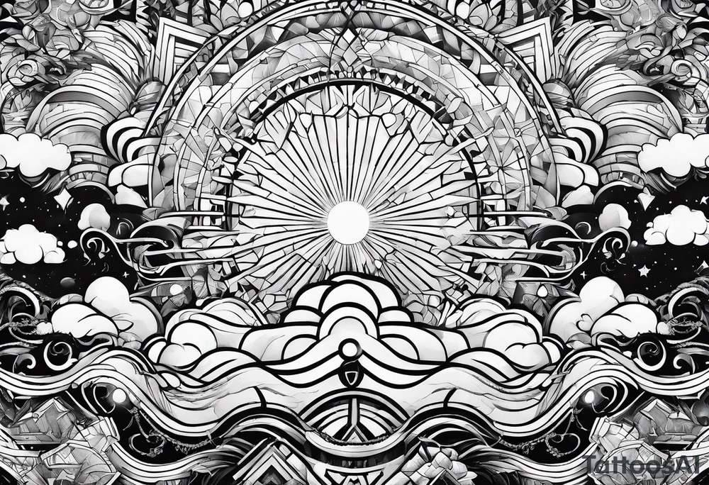 Geometric Abstract cloud shapes tattoo idea