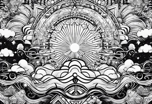 Geometric Abstract cloud shapes tattoo idea