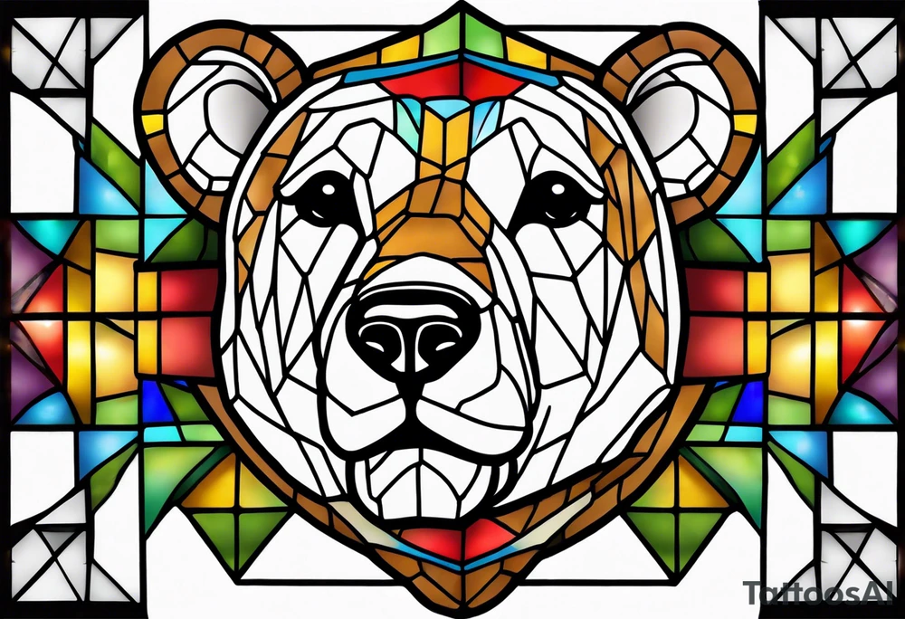 Teddy bear stain glass tattoo idea