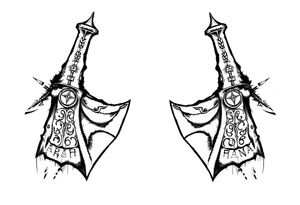 Viking axes 
on both shoulders with detailed rune engravings tattoo idea