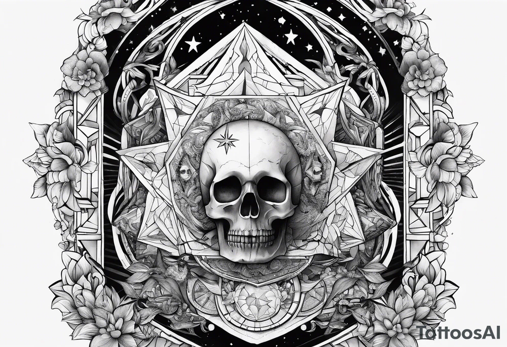 Tesseract and stars tattoo idea