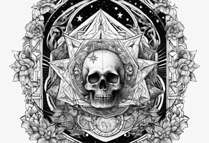 Tesseract and stars tattoo idea