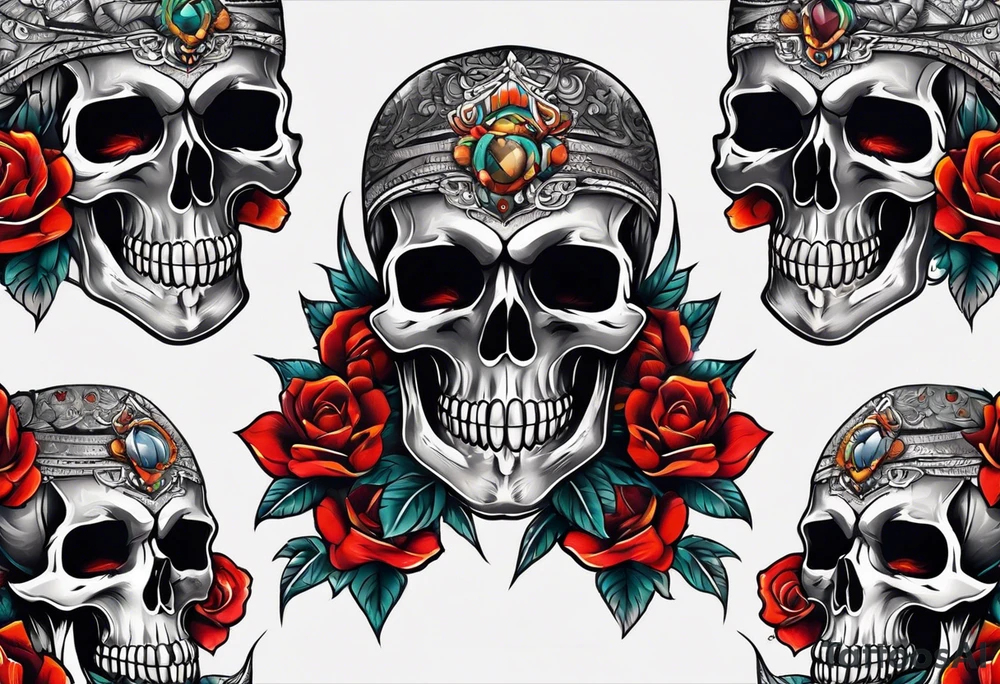 Half scull back tattoo tattoo idea