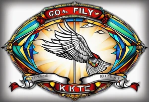 the phrase "Go Fly A Kite" spelled out in kite string tattoo idea