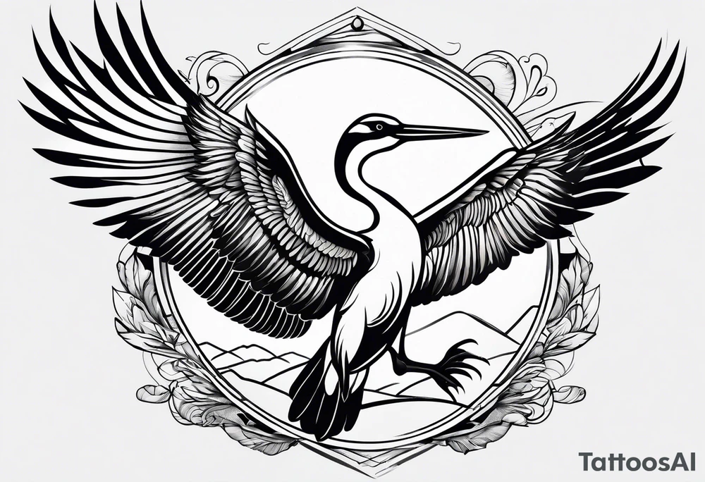 A flying stork tattoo idea