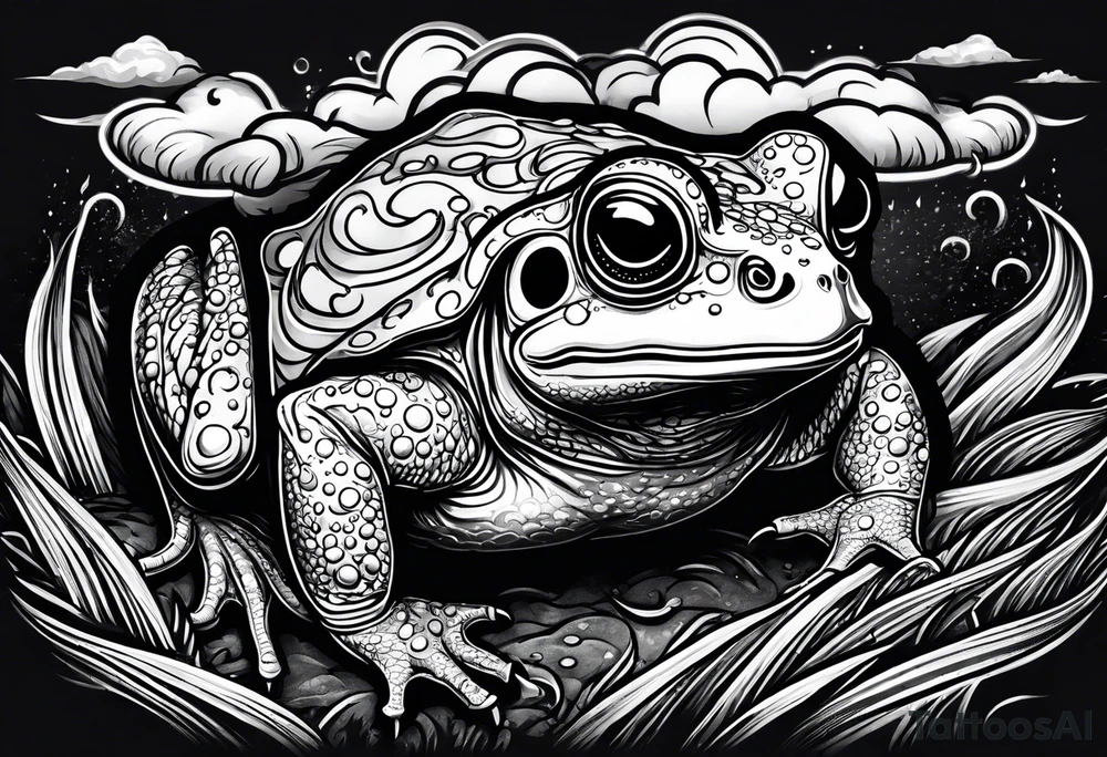 A toad in a thunderstorm tattoo idea