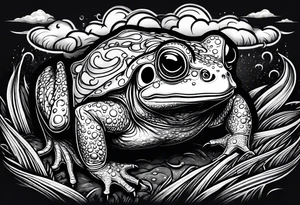 A toad in a thunderstorm tattoo idea