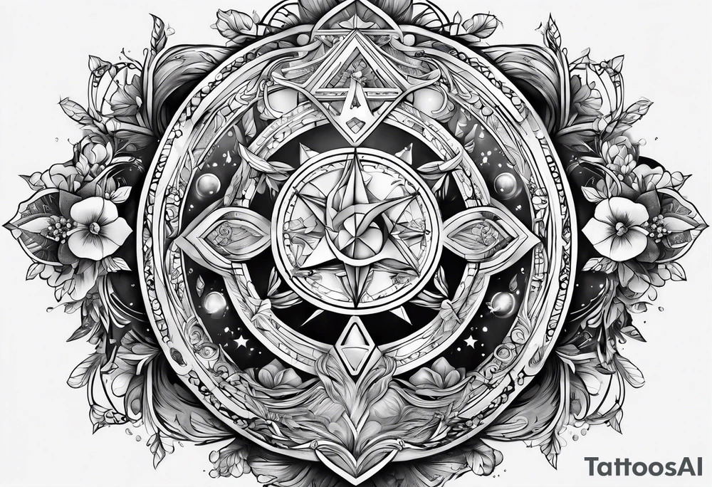 RR hidden in Virgo and Sagittarius zodiac signs combined tattoo idea