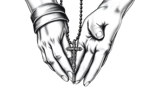 Praying hands holding rosary tattoo idea