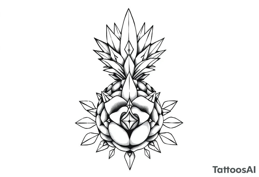 Majestic crown pineapple ,peach vagina,star anus ,diamonds tattoo idea