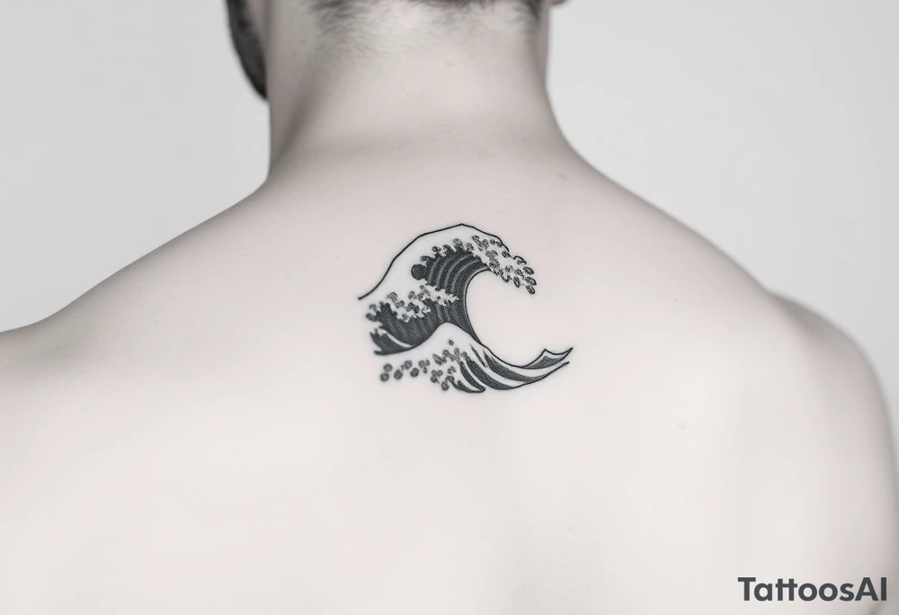 A minimalist tattoo the wave emoji placed on the upper arm 🌊 tattoo idea