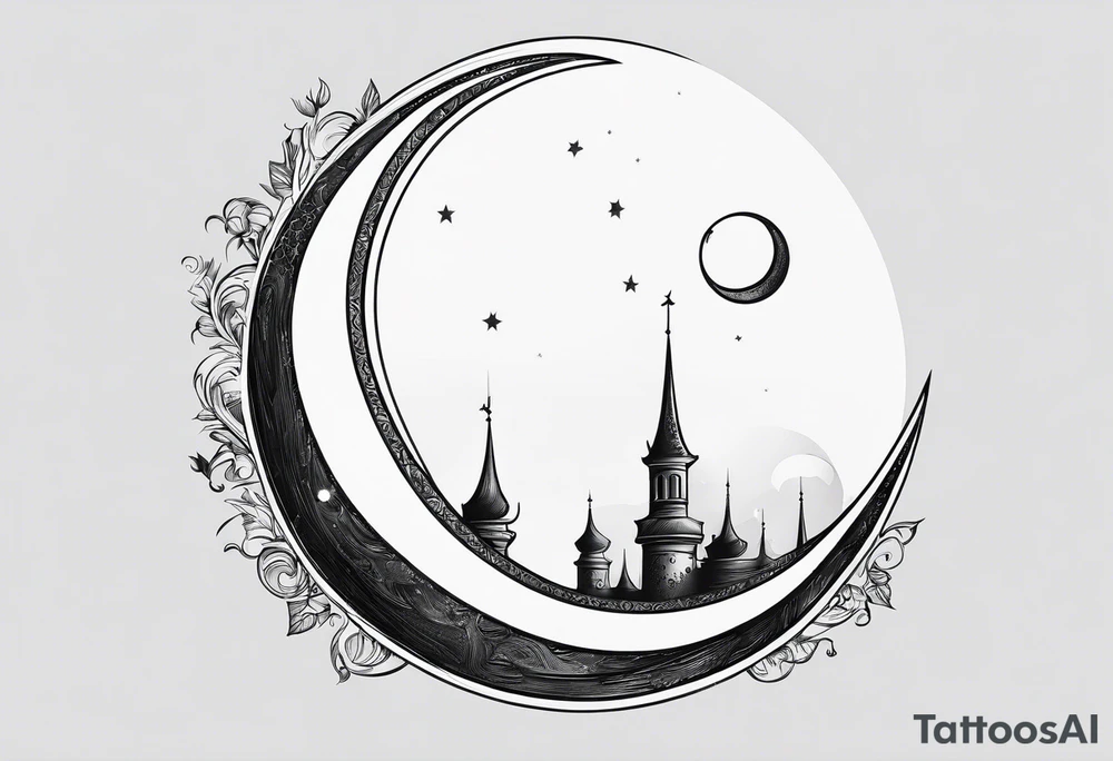 crescent moon basic sketch tattoo idea