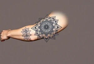 bold line ornamentaali mandala vegvisir tattoo idea