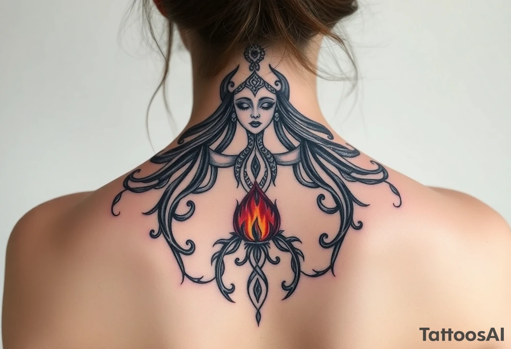 Aries goddess, chaos, fire, earthy, spiritual, tattoo idea