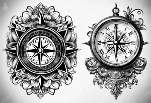 Watch and compass tattoo idea