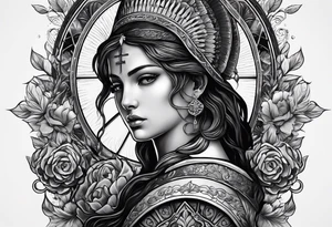 idea of pain for glory in life, discipline and catholic religion. Tattoo on the back. love to animals tattoo idea