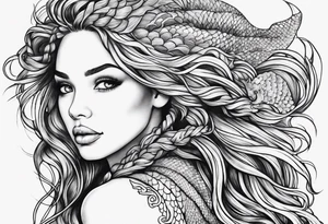 Mermaid dreadlocks tattoo idea