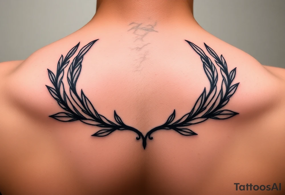 tattoo on the neck in a darker style in addition to the collarbones of the Laurels Roman Victories tattoo idea