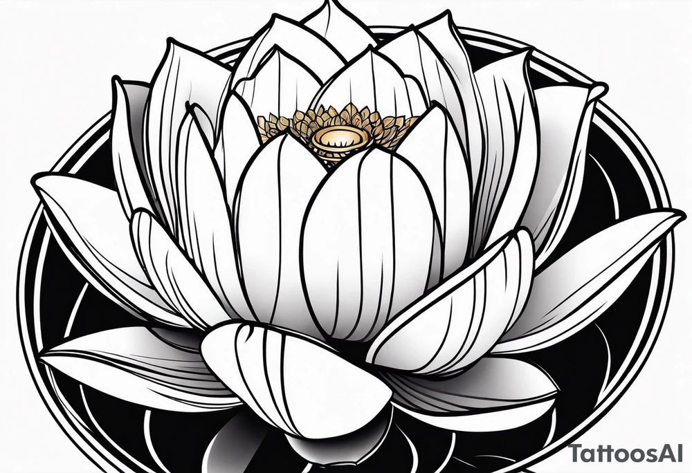 lotus flower with thin lines tattoo idea