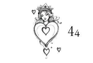 Queen of hearts, 2 of hearts and a 4 of hearts plating card tattoo idea
