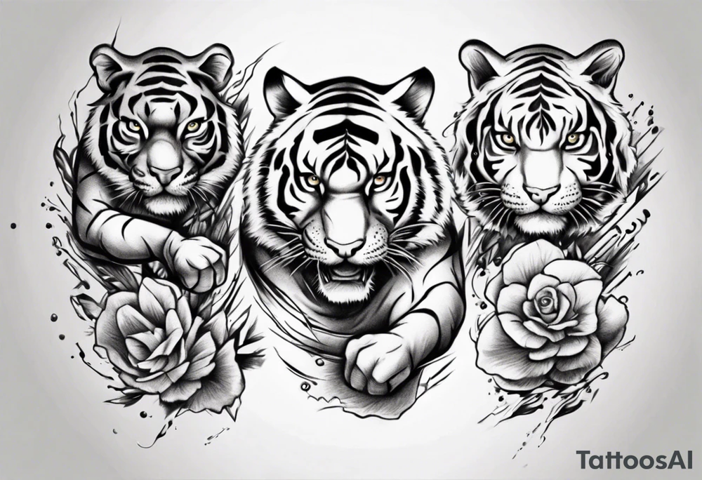 Electricity Tiger forearm  sleeve tattoo idea
