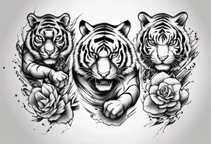 Electricity Tiger forearm  sleeve tattoo idea