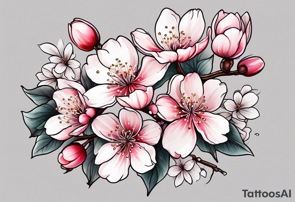 cherry blossom flower design tattoo idea