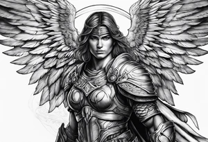 Archangel warrior with shadow face tattoo idea