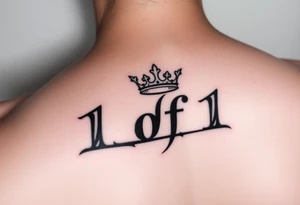 On my back forearm I want it to say 1of1 with a crown above “of” with lightning shadow tattoo idea