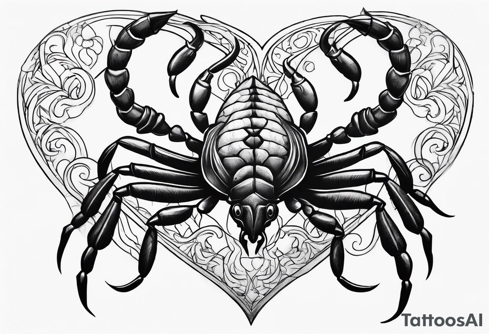 Scorpion with hearts tattoo idea