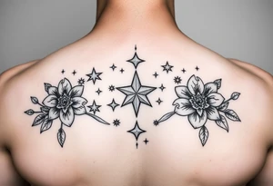 stars flowers eyes tattoo idea