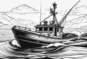 No alibi on the back of a fishing boat tattoo idea