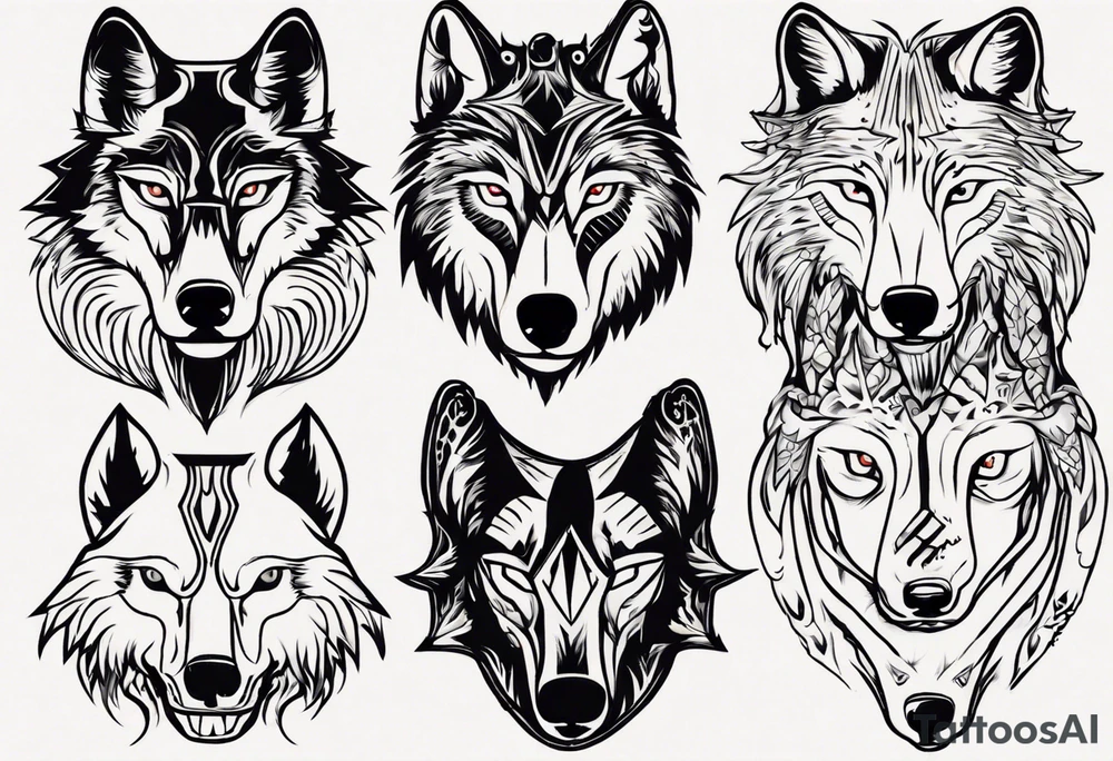 wolf head tattoo idea