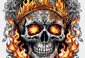 a full body skeleton on fire tattoo idea