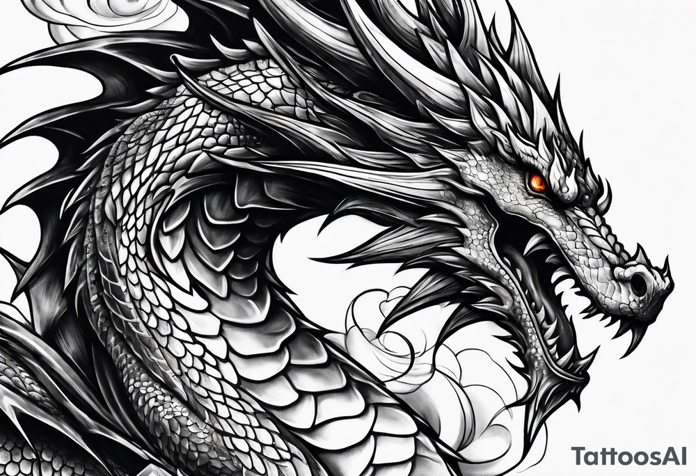 Fire breathing dragon tattoo idea