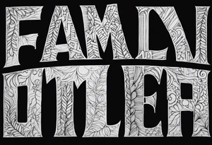 Text "family" formed by roots tattoo idea