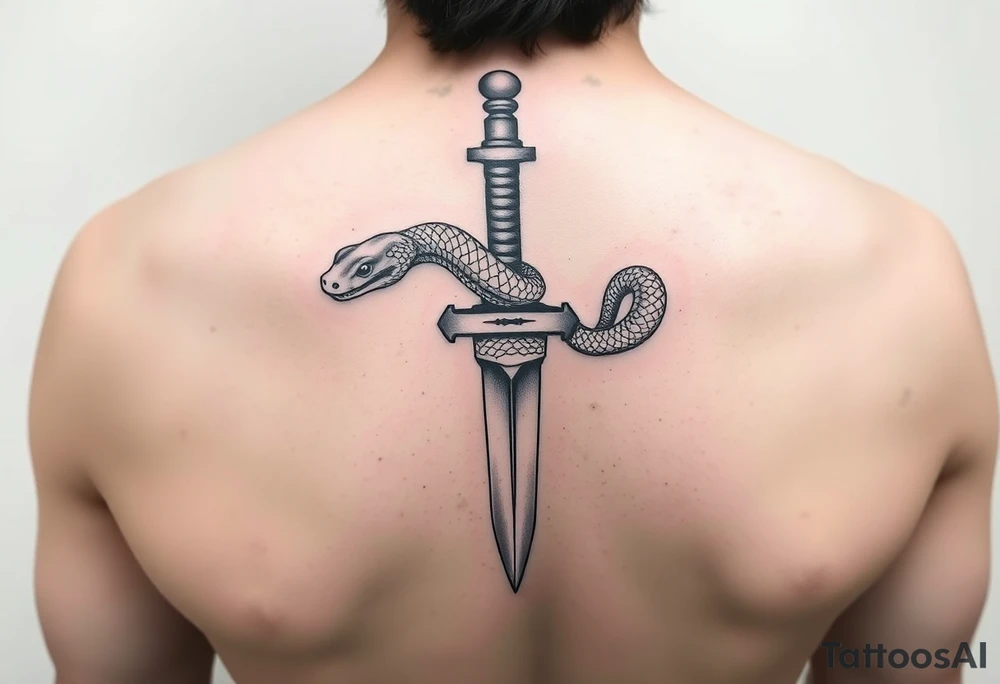 snake crawls on a sword. tattoo idea