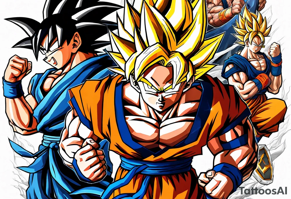 son goku and the z fighters hiking tattoo idea