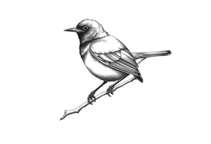 male eurasian blackbird sitting on a branch tattoo idea