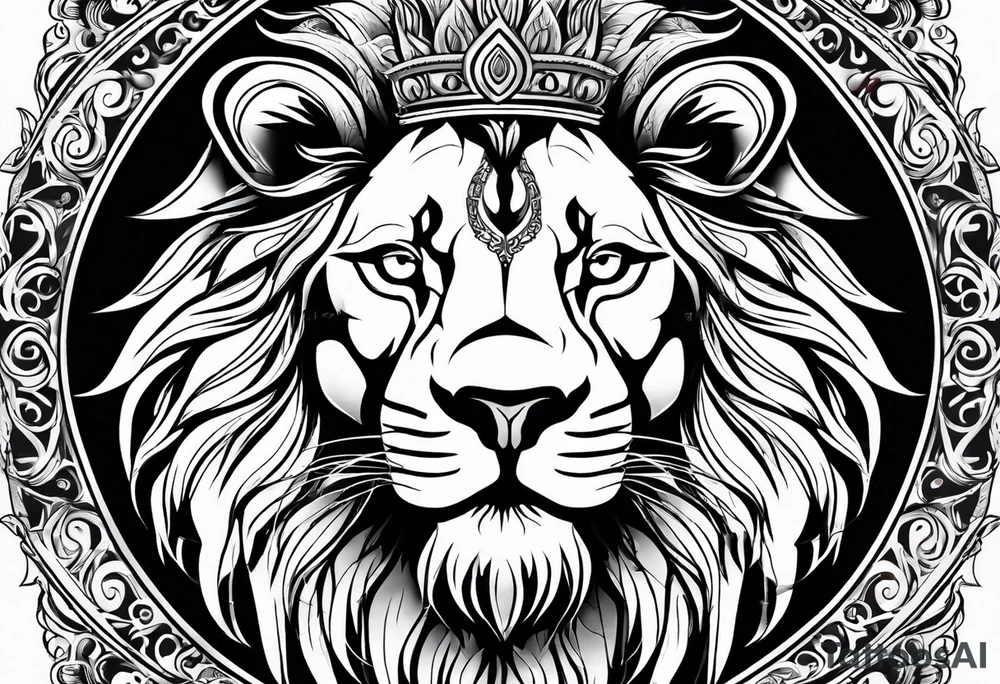 majestic lion with fire tattoo idea