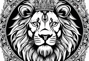 majestic lion with fire tattoo idea