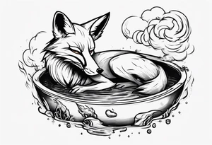 a fox floating in a pool smoking a ciggarte tattoo idea