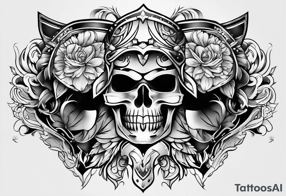 leg armor tattoo idea