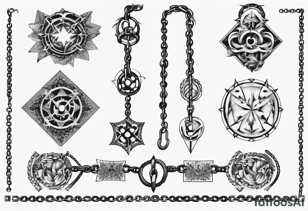 chains patchwork tattoo idea