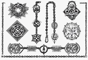 chains patchwork tattoo idea
